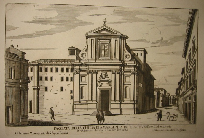 Falda Giovanni Battista (1643-1678) Facciata della Chiesa di S. Margherita in Trastevere 1773 Roma